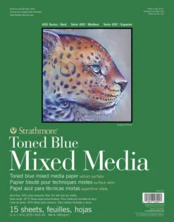 Strathmore 400 Series Toned Blue Mixed Media Pad, 11 X 14 Inches, 184 Lb, 15 Sheets