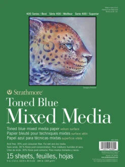 Strathmore 400 Series Toned Blue Mixed Media Pad, 9 X 12 Inches, 184 Lb, 15 Sheets