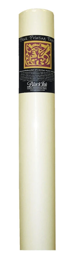 Black Ink Mulberry Paper Roll, 37 Inches X 32 Feet, UnBleached