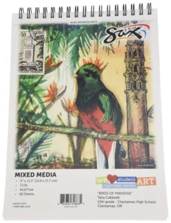 Sax Mixed-Media Paper Pad, 9 X 12 Inches, 72 Lb, White, 60 Sheets