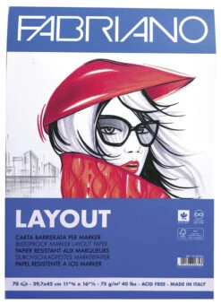 Fabriano Marker Layout Pad, 11-3/4 X 16-1/2 Inches, 40 Lb, 70 Sheets