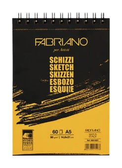 Fabriano Schizzi Sketch Pad, 5-4/5 X 8-1/4 Inches, 60 Lb, 60 Sheets