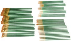 Sax Optimum Golden Synthetic Taklon Long Handle Paint Brushes, Assorted Sizes, Set Of 72