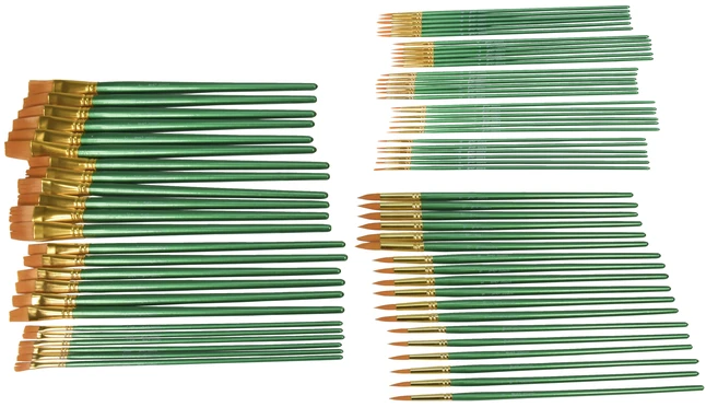 Sax Optimum Golden Synthetic Taklon Long Handle Paint Brushes, Assorted Sizes, Set Of 72 3 Sax Optimum Golden Synthetic Taklon Long Handle Paint Brushes, Assorted Sizes, Set Of 72