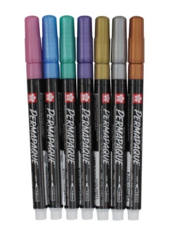 SAKURA Permapaque Metallic Markers, Fine Point, Assorted Colors, Set Of 7 -Art Supplies 2049436 B ecommfullsize
