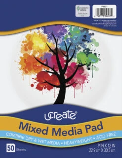 UCreate Mixed Media Pad, White, 9 X 12 Inches, 50 Sheets