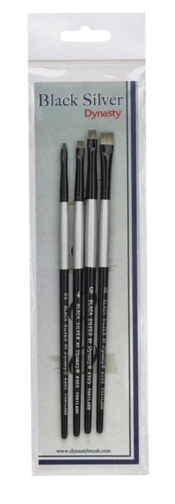 Dynasty Black Silver Shader Brush Set, Assorted Sizes, Set Of 4