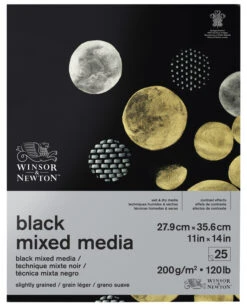 Winsor & Newton Mixed Media Pad, 11 X 14 Inches, 200 Gsm, Black, 25 Sheets