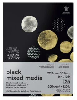 Winsor & Newton Mixed Media Pad, 9 X 12 Inches, 200 Gsm, Black, 25 Sheets