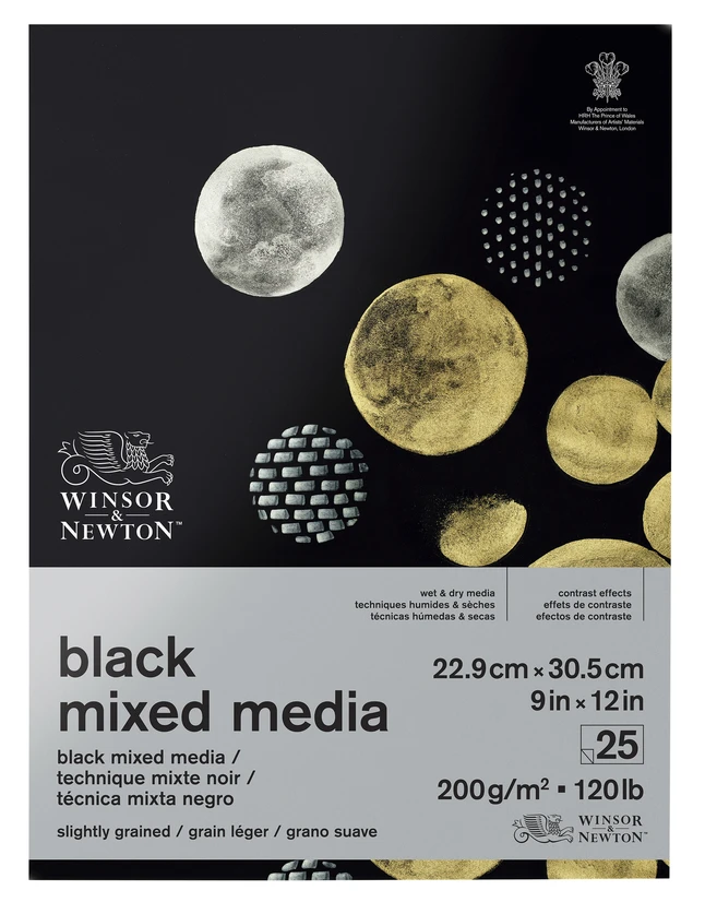 Winsor & Newton Mixed Media Pad, 9 X 12 Inches, 200 Gsm, Black, 25 Sheets 3 Winsor & Newton Mixed Media Pad, 9 X 12 Inches, 200 Gsm, Black, 25 Sheets