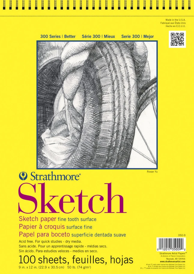 Strathmore 300 Series Sketch Pad, 9 X 12 Inches, 50 Lb, 100 Sheets 3 Strathmore 300 Series Sketch Pad, 9 X 12 Inches, 50 Lb, 100 Sheets
