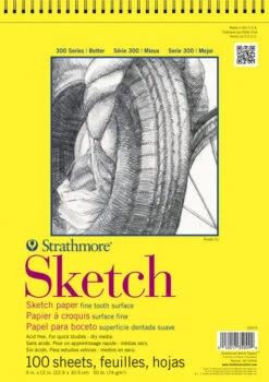 Strathmore 300 Series Sketch Pad, 11 X 14 Inches, 50 Lb, 100 Sheets