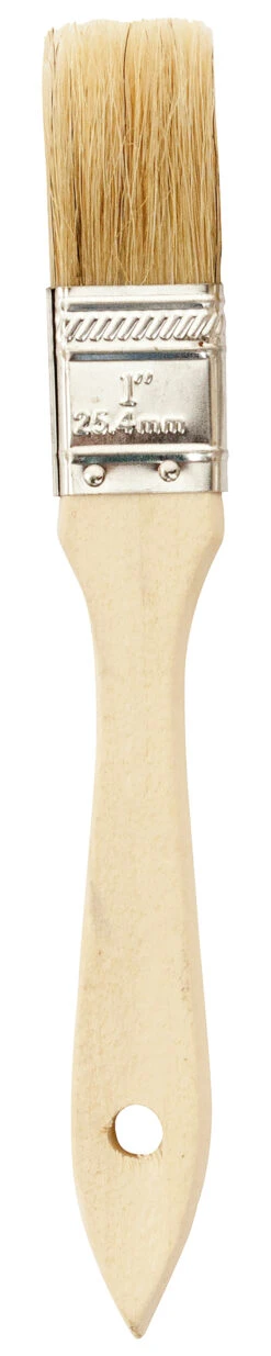 Jack Richeson Flat Natural White Bristle Wood Handle Paint Brush, 1 In