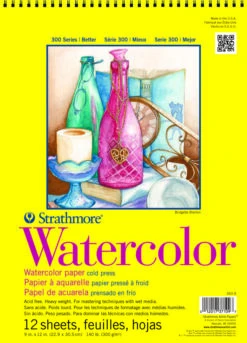 Strathmore 300 Series Watercolor Pad, 9 X 12 Inches, 140 Lb, 12 Sheets