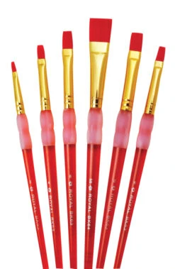 Royal & Langnickel Big Kids Choice Deluxe Shader Synthetic Paint Brush Set, Assorted Size, Orange, Set Of 6