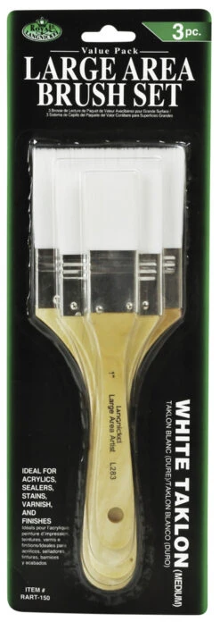 Royal & Langnickel Multi-Purpose White Taklon Paint Brush Set, Assorted Size, Set Of 3