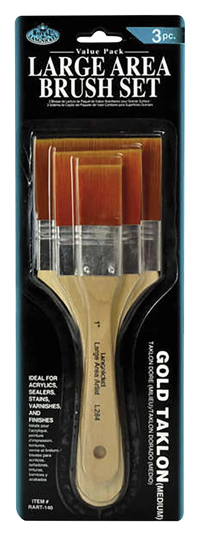 Royal & Langnickel Golden Taklon Paint Brushes, Assorted Sizes, Set Of 3