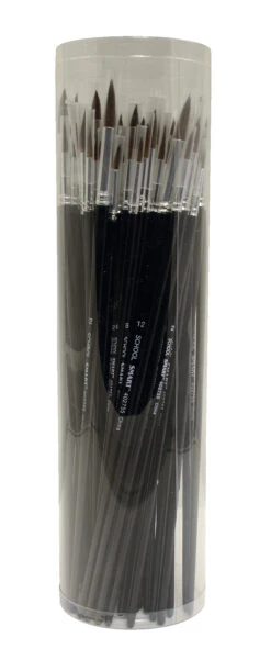 School Smart Camel Hair Watercolor Paint Brushes, Round, Assorted Sizes, Set Of 72