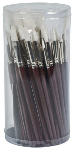 Sax Optimum White Synthetic Taklon Paint Brushes, Assorted Sizes, Set Of 72
