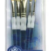 Royal & Langnickel Soft Grip Bottom Flat Golden Taklon Fiber Paint Brush Set, Assorted Size, Set Of 5 -Art Supplies 404684 ecommfullsize