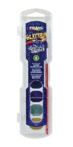 Prang Non-Toxic Washable Semi-Moist Watercolor Paints, 8 Assorted Glitter Colors