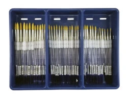 Royal & Langnickel Soft Grip Golden Taklon Brush Classroom Pack, Assorted Rounds, Set Of 72
