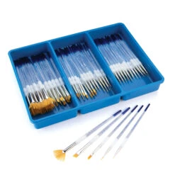 Royal & Langnickel Soft Grip Golden Taklon Brush Specialty Classroom Pack, Assorted, Set Of 72 -Art Supplies 410290 C ecommfullsize