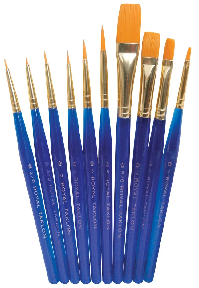 Royal & Langnickel Golden Taklon Hair Acrylic Ultra Short Brush Set, Assorted Size, Translucent Blue, Set Of 10 3 Royal & Langnickel Golden Taklon Hair Acrylic Ultra Short Brush Set, Assorted Size, Translucent Blue, Set Of 10