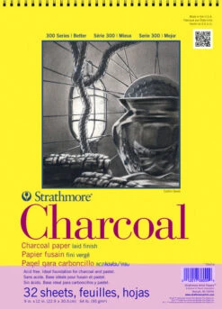 Strathmore 300 Series Charcoal Paper Pad, 11 X 17 Inches, Natural White, 32 Sheets