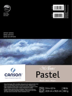 Canson Mi-Teintes Drawing Pad, 9 X 12 Inches, 98 Lb, Black, 24 Sheets