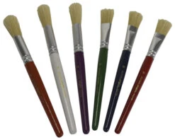 School Smart Stubby Ox Hair Paint Brushes, Assorted Colors And Sizes, Set Of 36 -Art Supplies 442148 B ecommfullsize