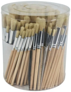 Sax Round White Bristle Short Handle Brushes, Assorted Sizes, Natural, Pack Of 144