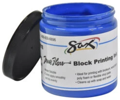 Sax True Flow Water Soluble Block Printing Ink, 8 Ounces, Primary Blue -Art Supplies 461918 B ecommfullsize