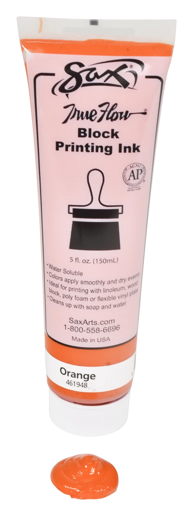 Sax True Flow Water Soluble Block Printing Ink, 5 Ounce Tube, Orange 5 Sax True Flow Water Soluble Block Printing Ink, 5 Ounce Tube, Orange - Image 3