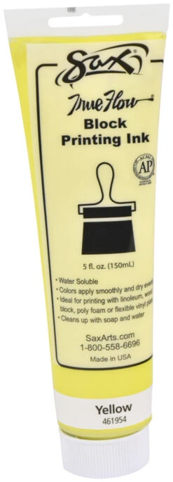 Sax True Flow Water Soluble Block Printing Ink, 5 Ounce Tube, Primary Yellow